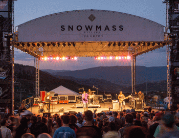 stage at an outdoor concert at night
