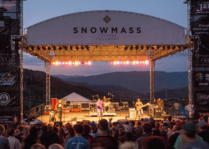 stage at an outdoor concert at night