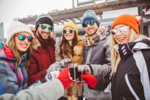 friends drinking at ski resort