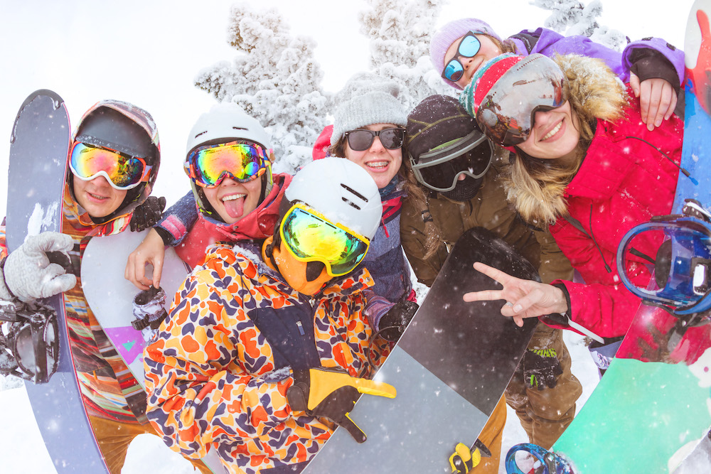 friends at a ski resort