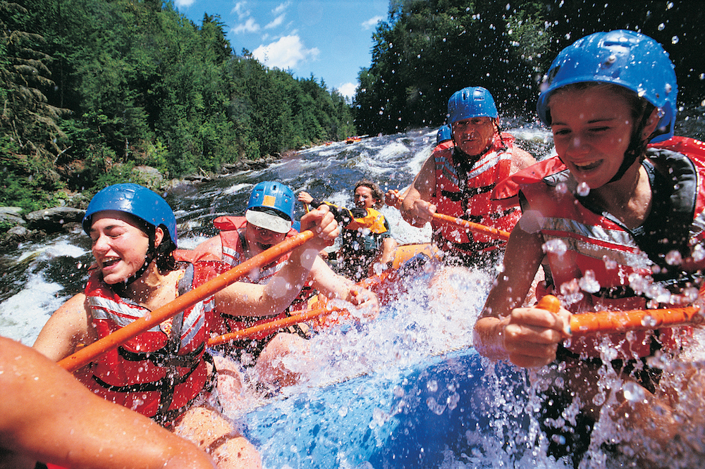 white water rafting, paddling in rapids