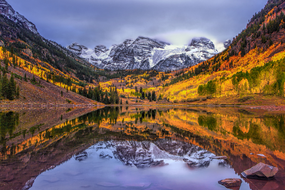 Maroon Bells in Colorado during fall
