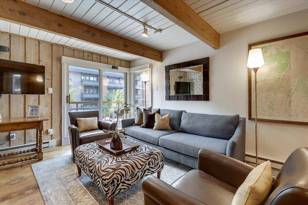 Living room view of vacation rental in Aspen